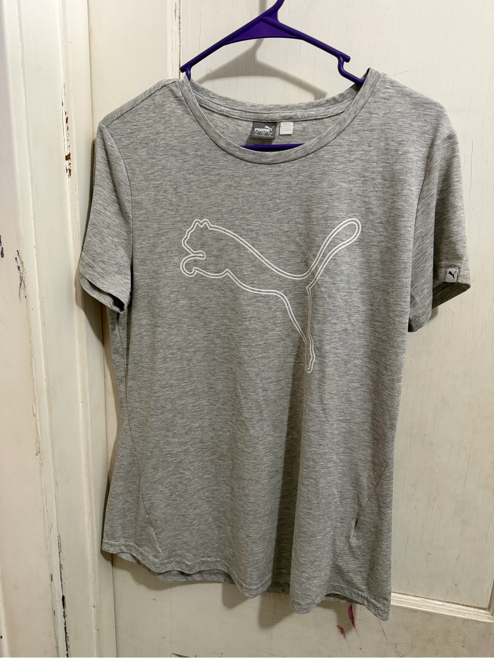 Puma Light Gray Tee with White Logo Outline